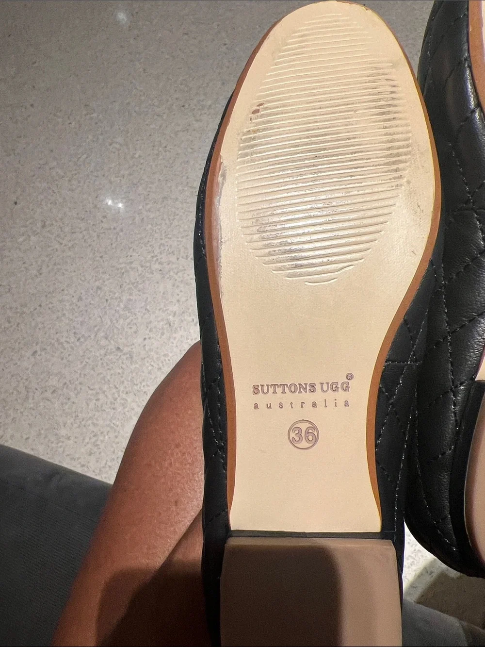 Rare discontinued Suttons UGG Australia Black Quilted Leather Studded Cap Toe 36